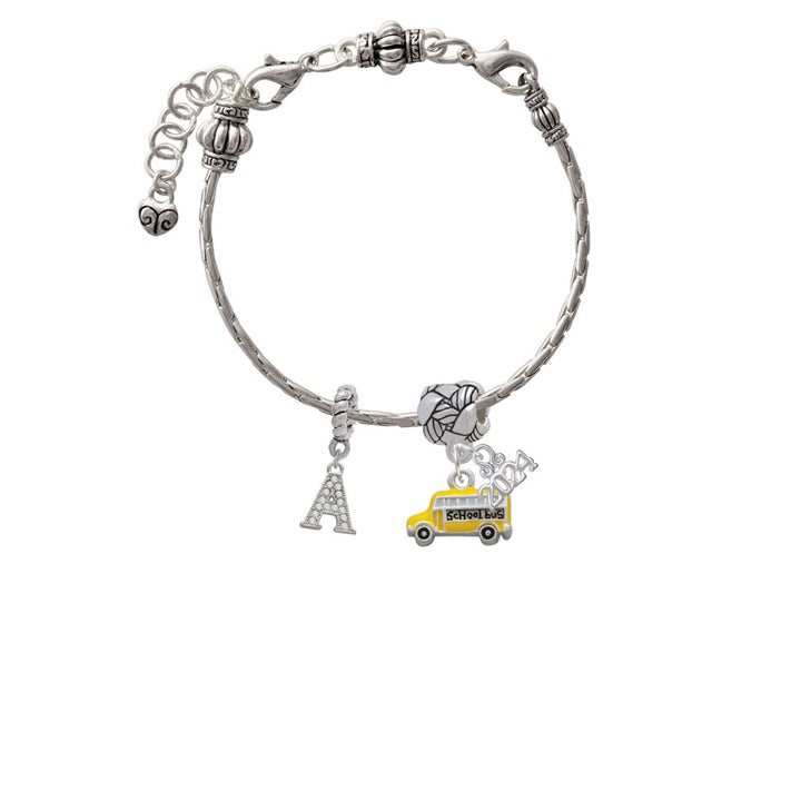 Delight Jewelry Silvertone Yellow School Bus Side Woven Rope Charm Bead Dangle with Year 2024 Image 3