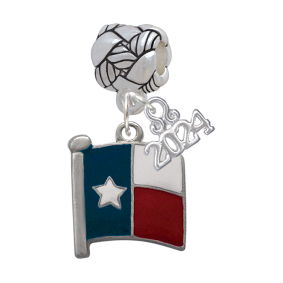 Delight Jewelry Silvertone Texas Flag - Lone Star Woven Rope Charm Bead Dangle with Year 2024 Image 1