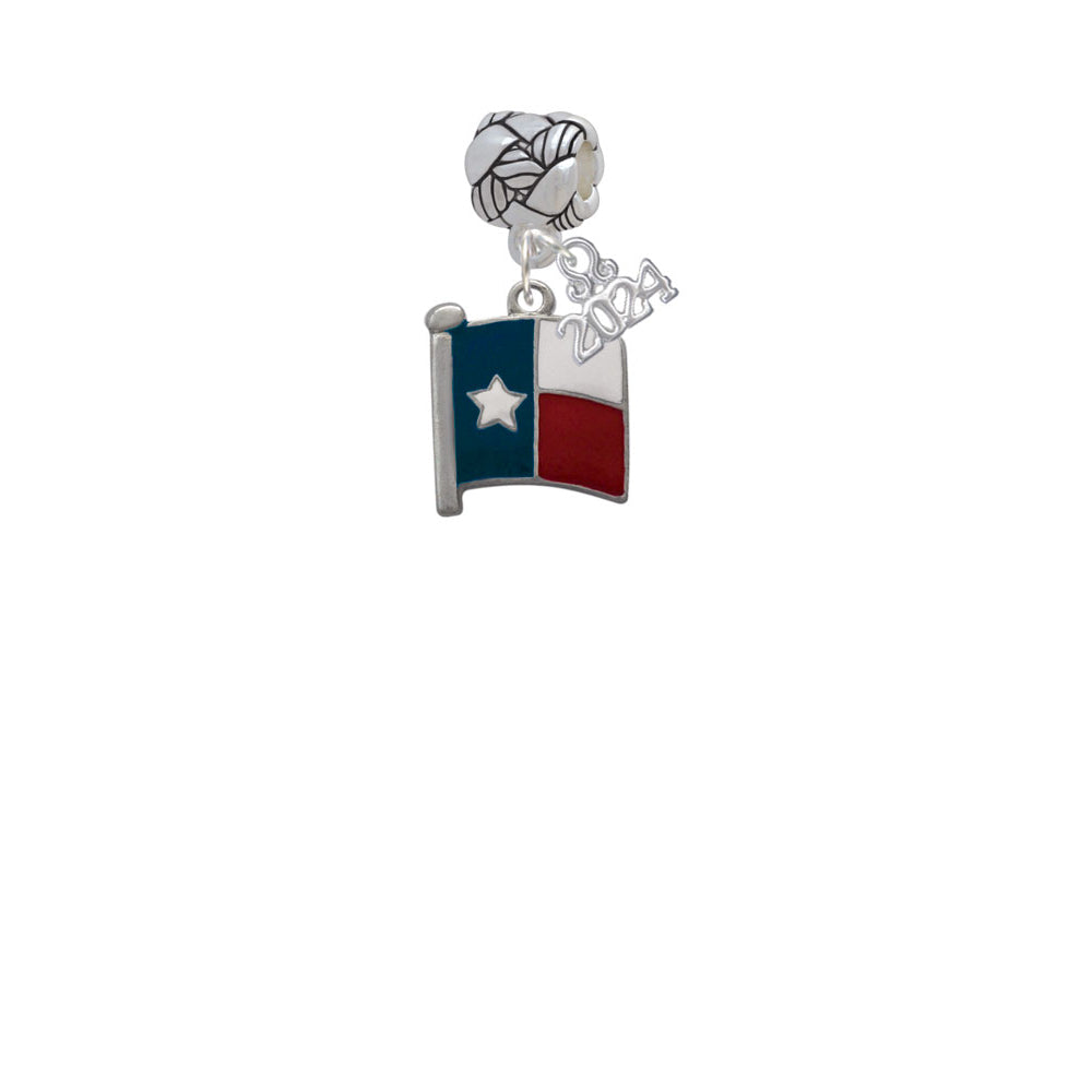 Delight Jewelry Silvertone Texas Flag - Lone Star Woven Rope Charm Bead Dangle with Year 2024 Image 2