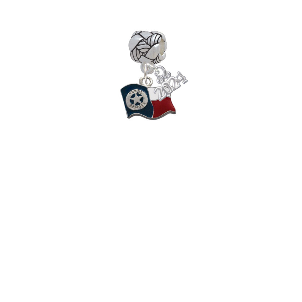 Delight Jewelry Silvertone Texas Flag - Ranger Woven Rope Charm Bead Dangle with Year 2024 Image 2