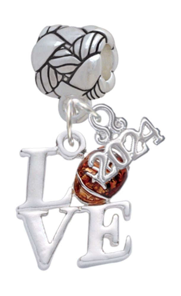 Delight Jewelry Silvertone Love with Football Woven Rope Charm Bead Dangle with Year 2024 Image 1