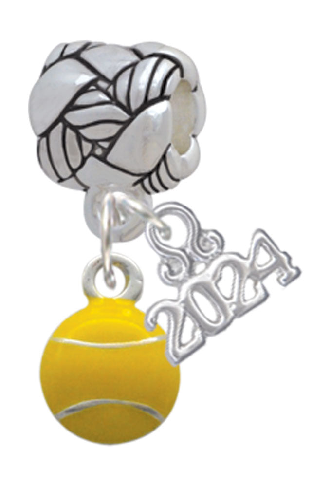 Delight Jewelry Silvertone Mini Enamel Tennis Ball Woven Rope Charm Bead Dangle with Year 2024 Image 1