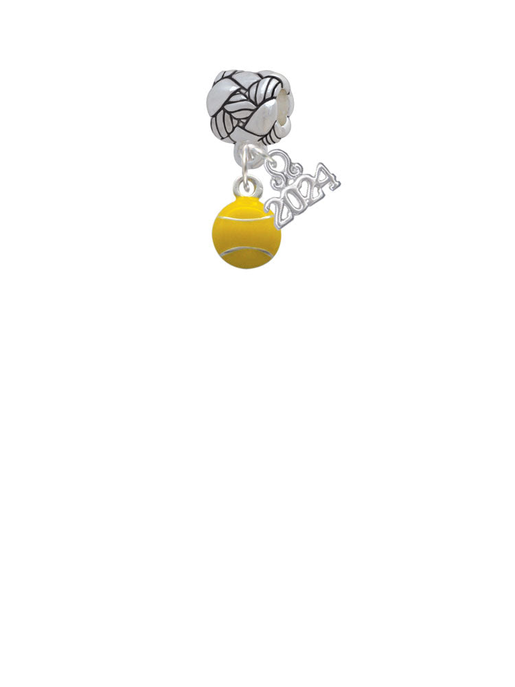 Delight Jewelry Silvertone Mini Enamel Tennis Ball Woven Rope Charm Bead Dangle with Year 2024 Image 2