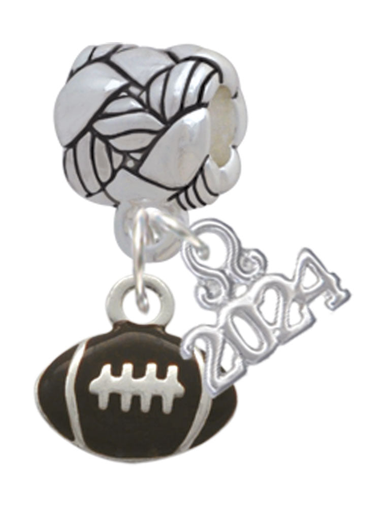 Delight Jewelry Silvertone Mini Enamel Football Woven Rope Charm Bead Dangle with Year 2024 Image 1