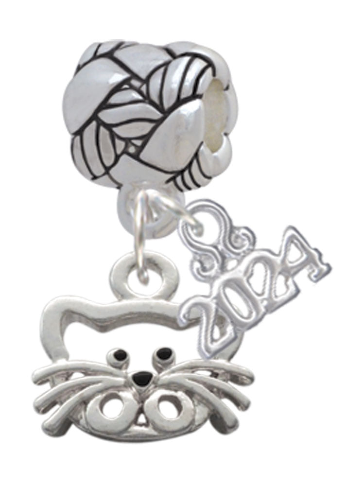 Delight Jewelry Silvertone Open Cat Face Woven Rope Charm Bead Dangle with Year 2024 Image 1