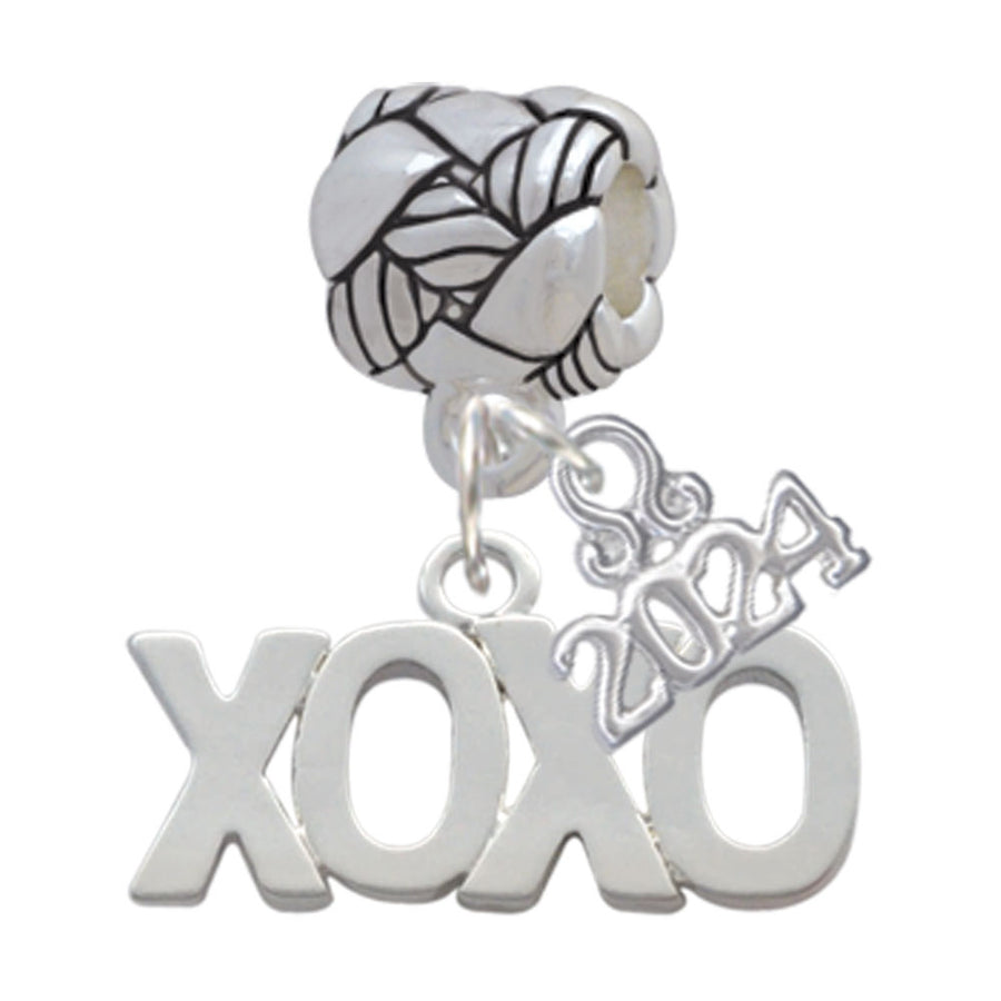 Delight Jewelry Silvertone XOXO Woven Rope Charm Bead Dangle with Year 2024 Image 1