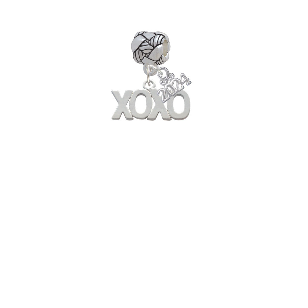 Delight Jewelry Silvertone XOXO Woven Rope Charm Bead Dangle with Year 2024 Image 2