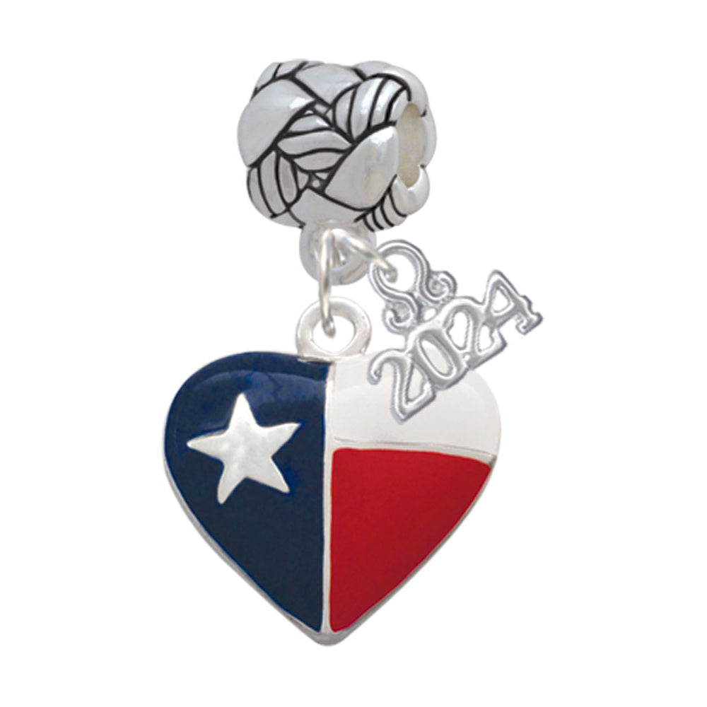 Delight Jewelry Silvertone Texas Lone Star Heart Woven Rope Charm Bead Dangle with Year 2024 Image 1