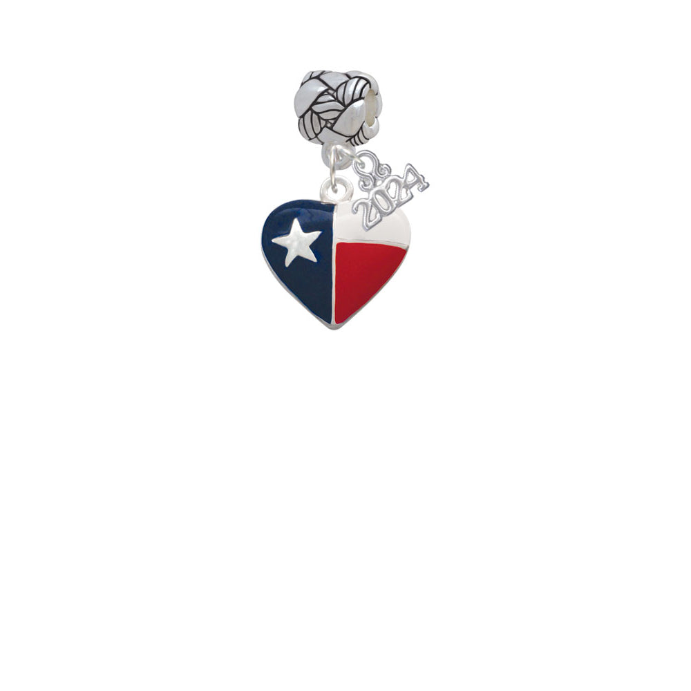 Delight Jewelry Silvertone Texas Lone Star Heart Woven Rope Charm Bead Dangle with Year 2024 Image 2