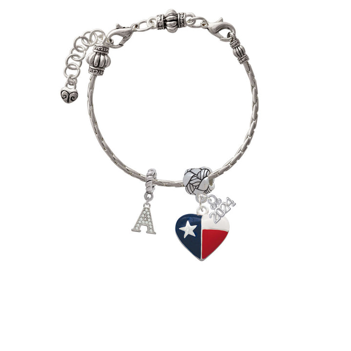 Delight Jewelry Silvertone Texas Lone Star Heart Woven Rope Charm Bead Dangle with Year 2024 Image 3
