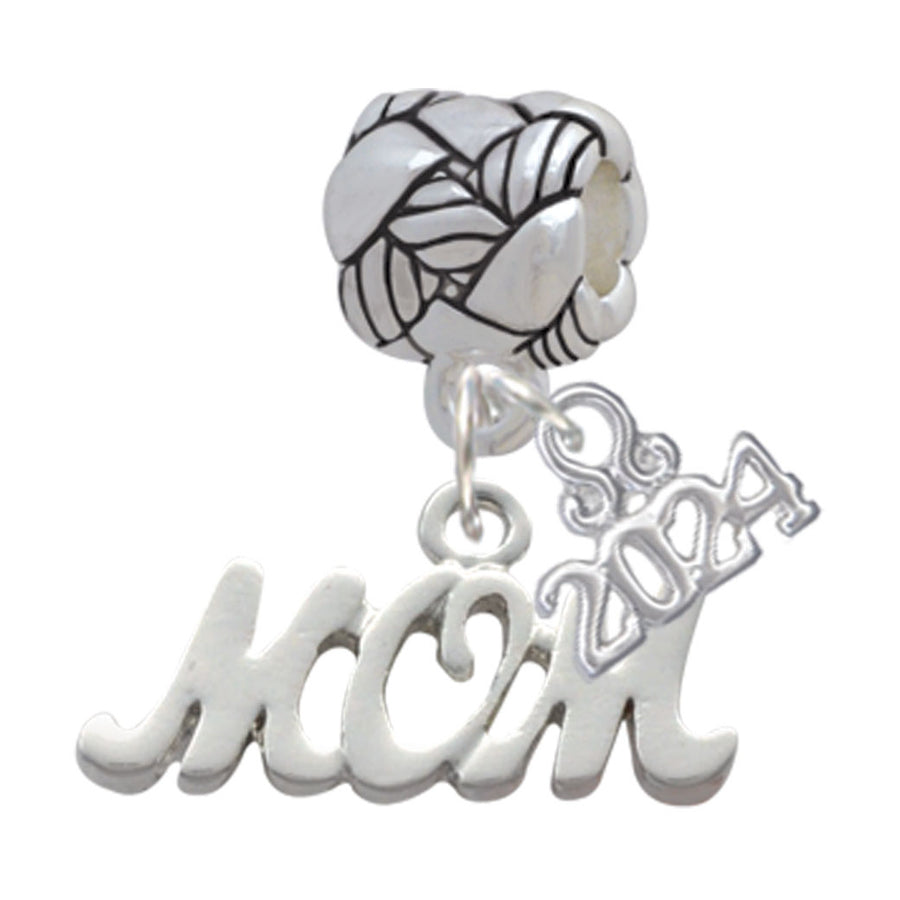 Delight Jewelry Silvertone Mom Woven Rope Charm Bead Dangle with Year 2024 Image 1