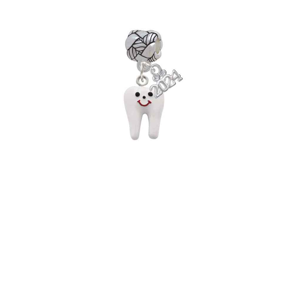 Delight Jewelry Silvertone Enamel Smiling Tooth Woven Rope Charm Bead Dangle with Year 2024 Image 2