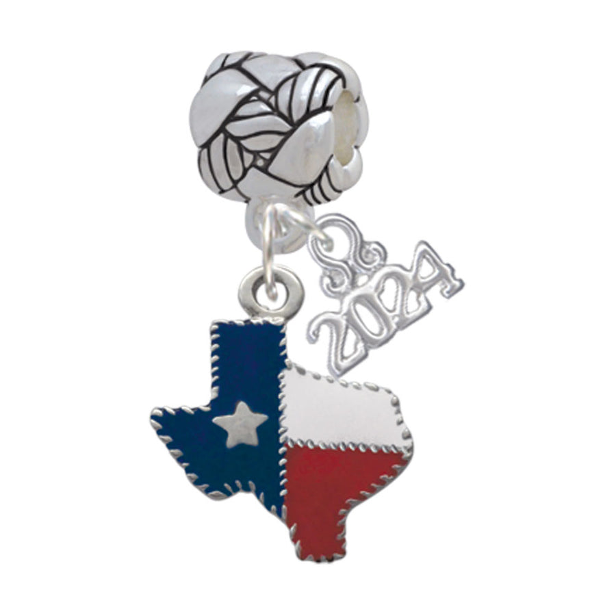 Delight Jewelry Silvertone Texas with Rope Border Woven Rope Charm Bead Dangle with Year 2024 Image 1