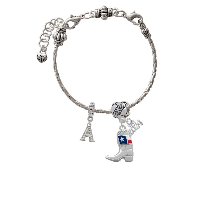 Delight Jewelry Silvertone Cowboy Boot with Texas Flag Woven Rope Charm Bead Dangle with Year 2024 Image 3