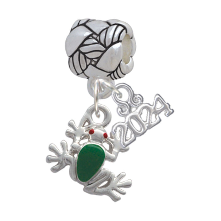 Delight Jewelry Silvertone Mini Green Tree Frog Woven Rope Charm Bead Dangle with Year 2024 Image 1