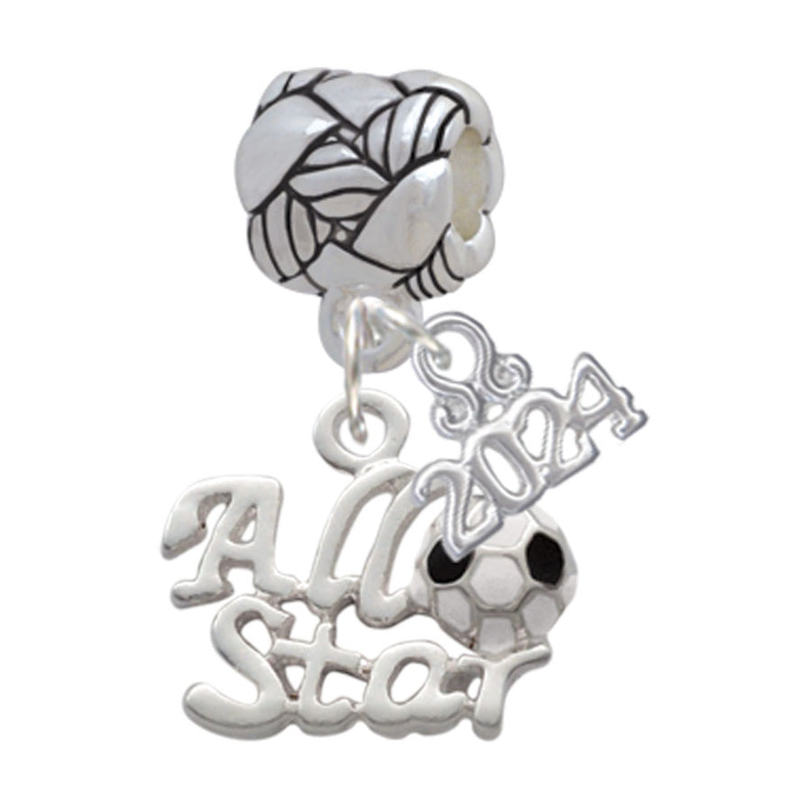 Delight Jewelry Silvertone All Star - Soccer ball Woven Rope Charm Bead Dangle with Year 2024 Image 1