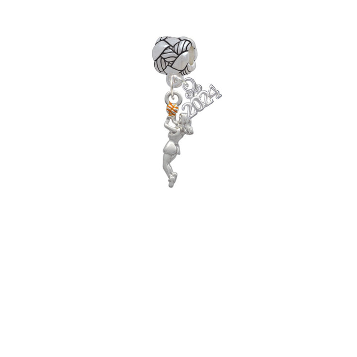 Delight Jewelry Silvertone Basketball Player Girl Woven Rope Charm Bead Dangle with Year 2024 Image 1