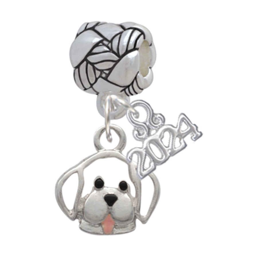 Delight Jewelry Silvertone Small Outline Dog Face Woven Rope Charm Bead Dangle with Year 2024 Image 1