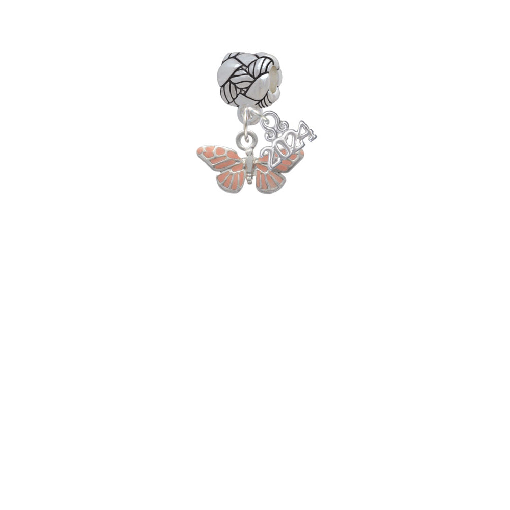 Delight Jewelry Silvertone Small Pink Butterfly Woven Rope Charm Bead Dangle with Year 2024 Image 2