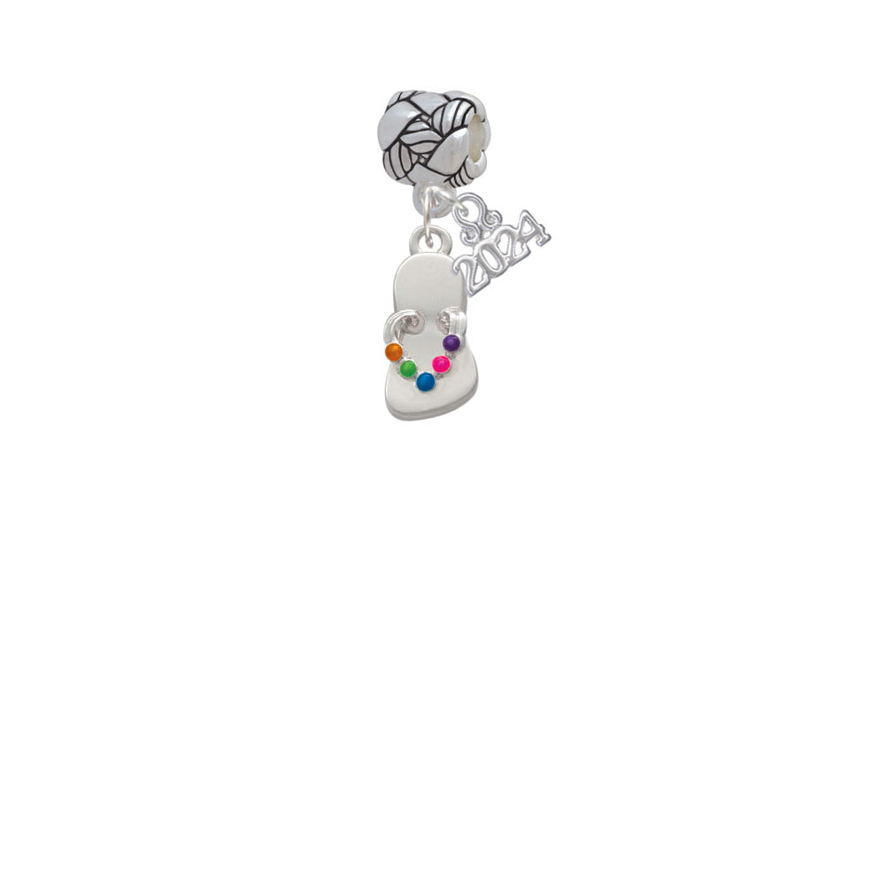 Delight Jewelry Silvertone Multicolored Flip Flop Woven Rope Charm Bead Dangle with Year 2024 Image 2