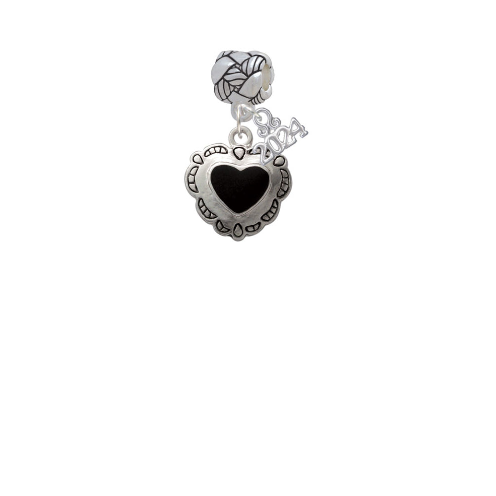Delight Jewelry Silvertone Black Concho Heart Woven Rope Charm Bead Dangle with Year 2024 Image 2