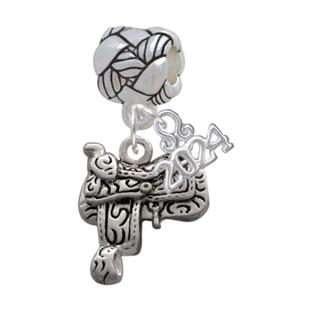 Delight Jewelry Silvertone Saddle Woven Rope Charm Bead Dangle with Year 2024 Image 1