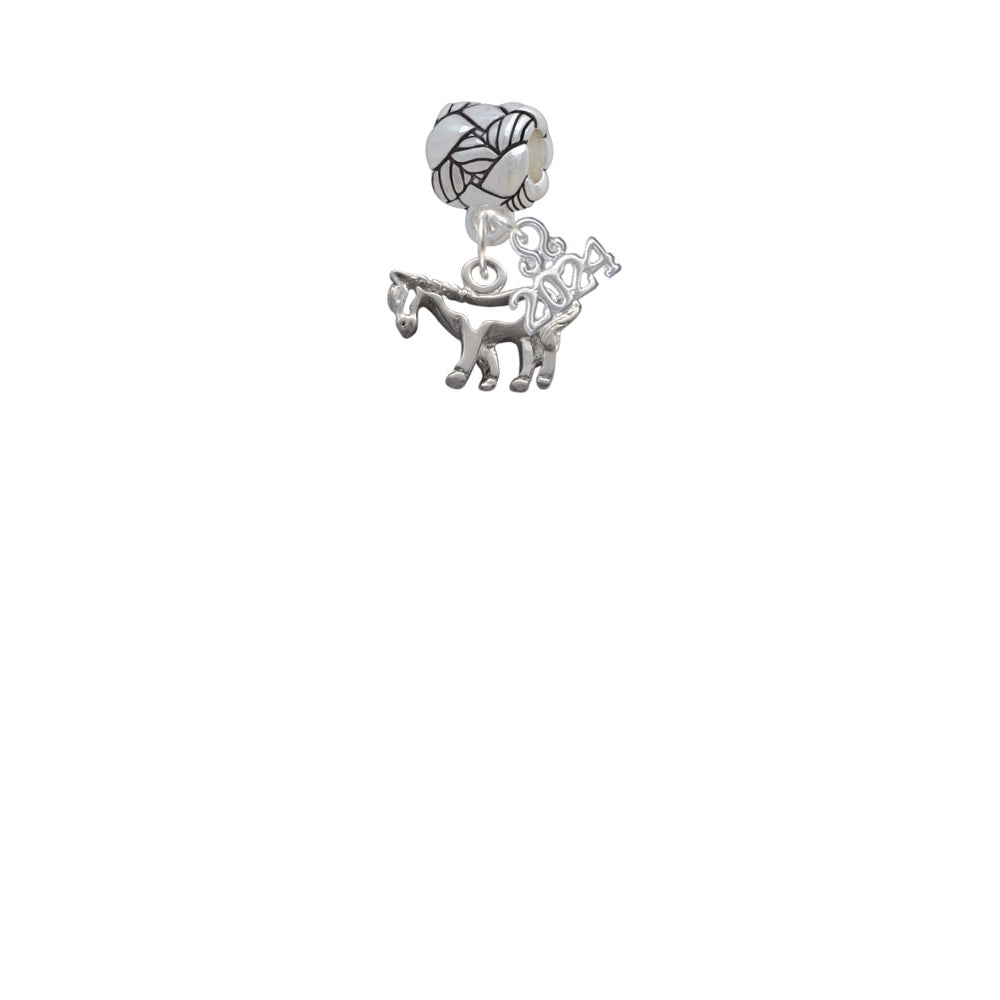 Delight Jewelry Silvertone Horse - Outline Woven Rope Charm Bead Dangle with Year 2024 Image 2