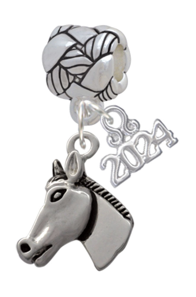 Delight Jewelry Silvertone Horse Head Woven Rope Charm Bead Dangle with Year 2024 Image 1