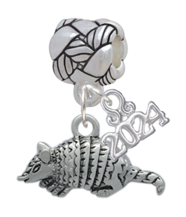 Delight Jewelry Silvertone Small Armadillo Woven Rope Charm Bead Dangle with Year 2024 Image 1