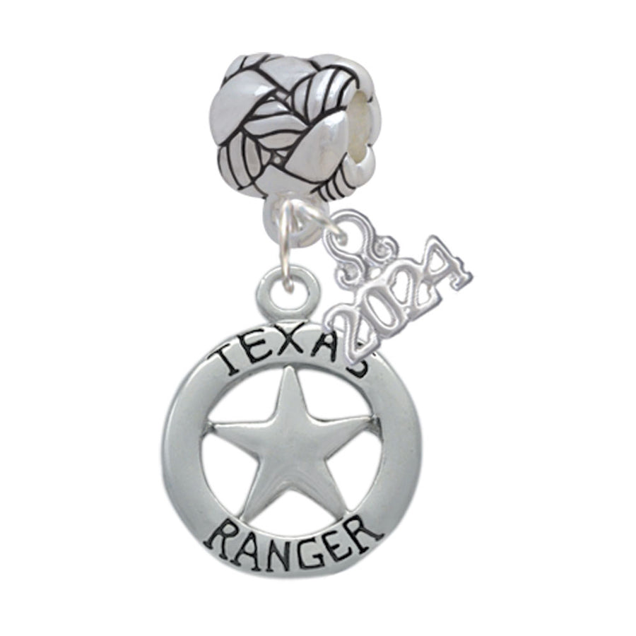Delight Jewelry Silvertone Texas Ranger Badge Woven Rope Charm Bead Dangle with Year 2024 Image 1
