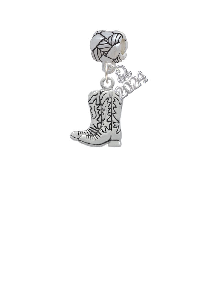 Delight Jewelry Silvertone Cowboy Boots Woven Rope Charm Bead Dangle with Year 2024 Image 2