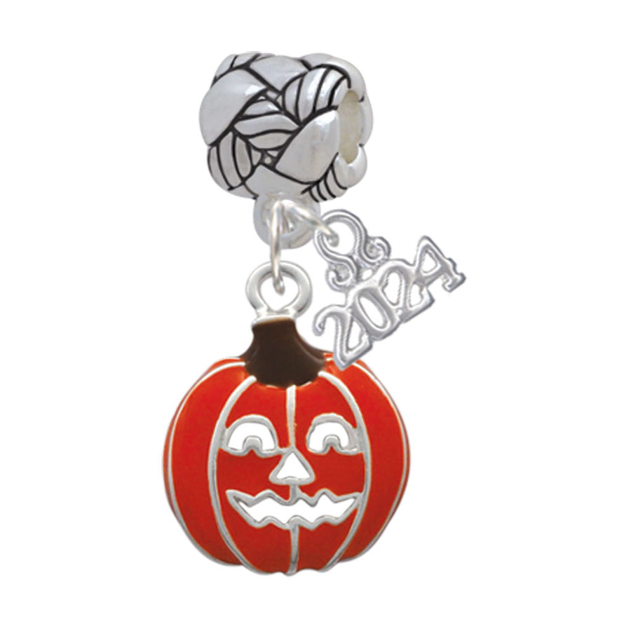 Delight Jewelry Silvertone Jack OLantern with Cutout Eyes Woven Rope Charm Bead Dangle with Year 2024 Image 1