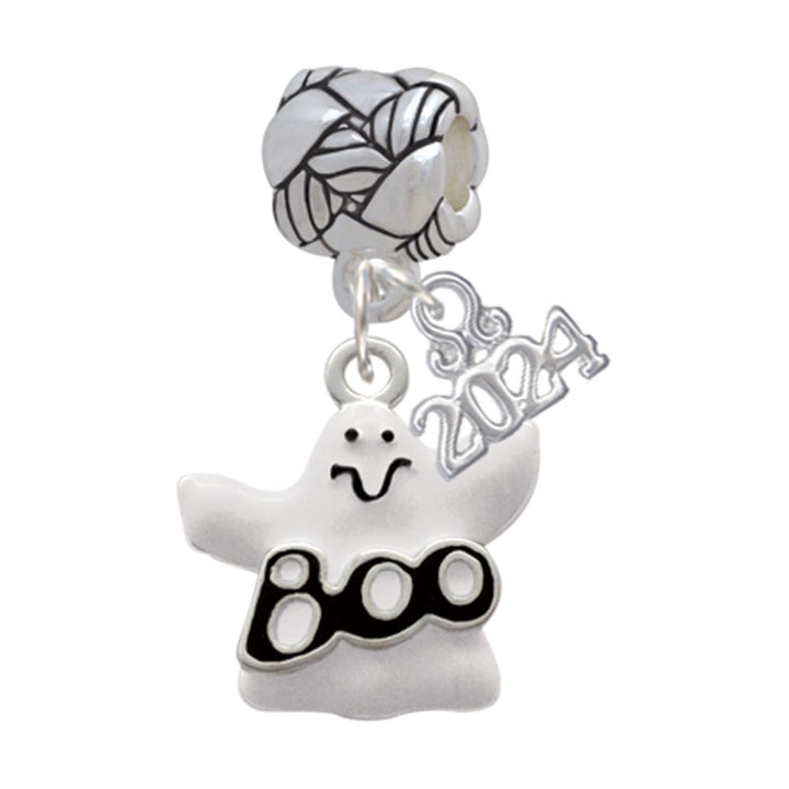 Delight Jewelry Silvertone BOO Ghost Woven Rope Charm Bead Dangle with Year 2024 Image 1