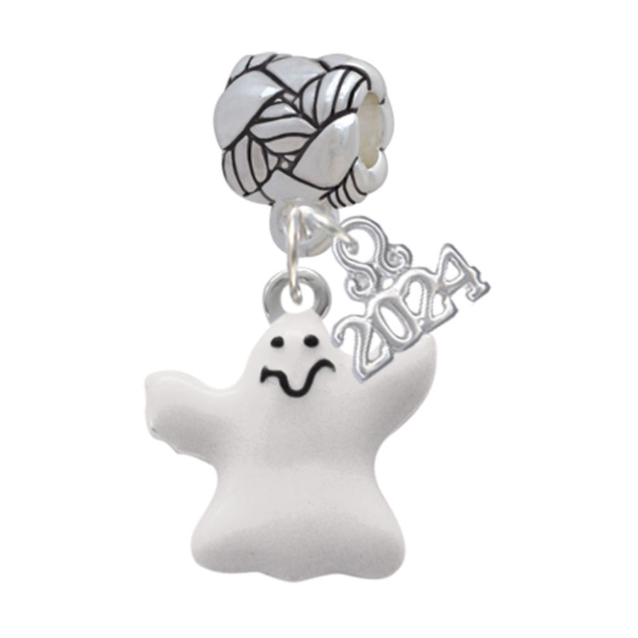 Delight Jewelry Silvertone White Ghost Woven Rope Charm Bead Dangle with Year 2024 Image 1