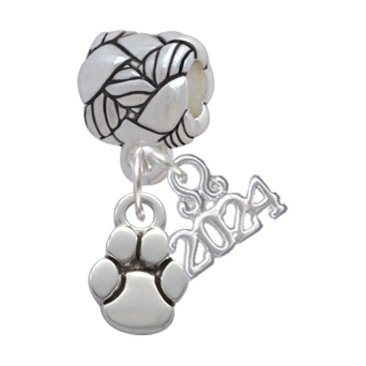 Delight Jewelry Silvertone Mini Rounded Paw Woven Rope Charm Bead Dangle with Year 2024 Image 1