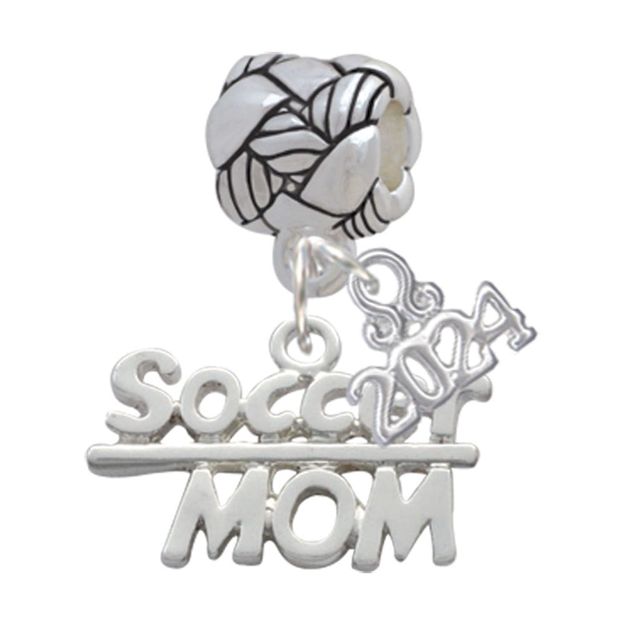 Delight Jewelry Silvertone Soccer Mom Woven Rope Charm Bead Dangle with Year 2024 Image 1