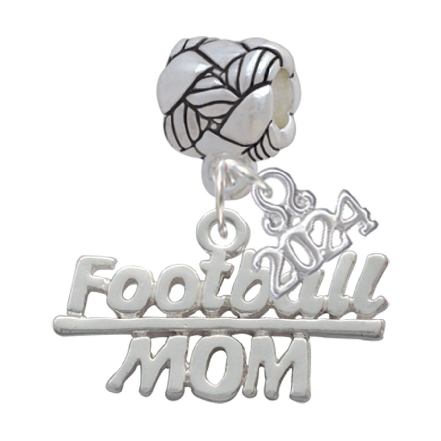 Delight Jewelry Silvertone Football Mom Woven Rope Charm Bead Dangle with Year 2024 Image 1