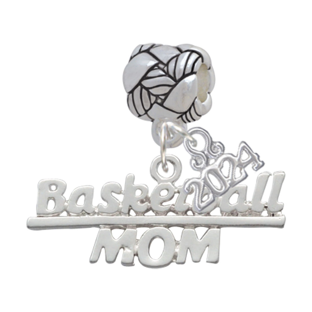 Delight Jewelry Silvertone Basketball Mom Woven Rope Charm Bead Dangle with Year 2024 Image 1
