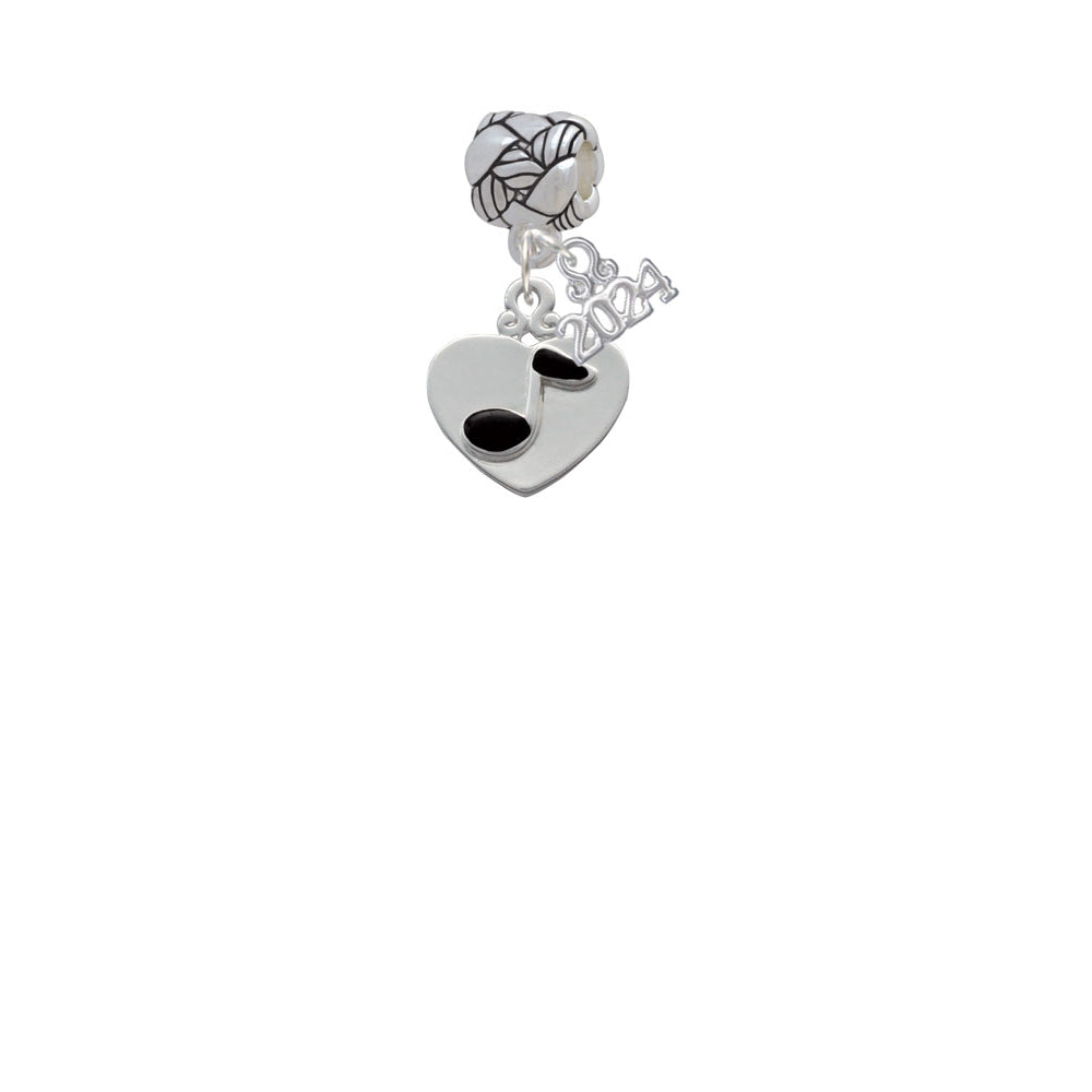 Delight Jewelry Silvertone Music Note in Heart Woven Rope Charm Bead Dangle with Year 2024 Image 2