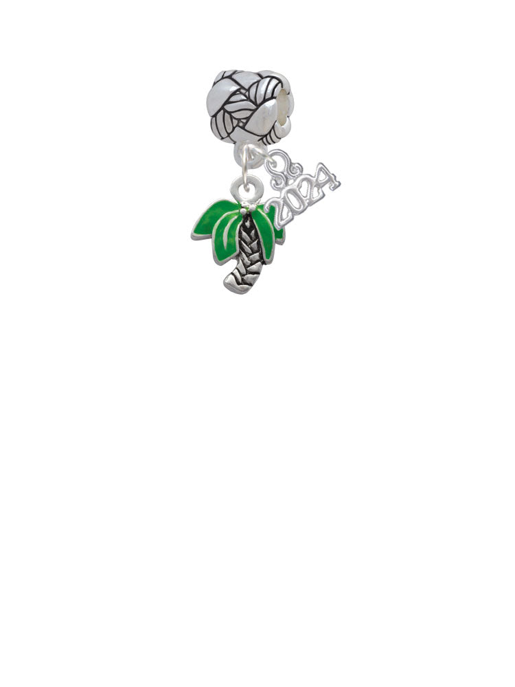 Delight Jewelry Silvertone Mini Enamel Palm Tree Woven Rope Charm Bead Dangle with Year 2024 Image 2
