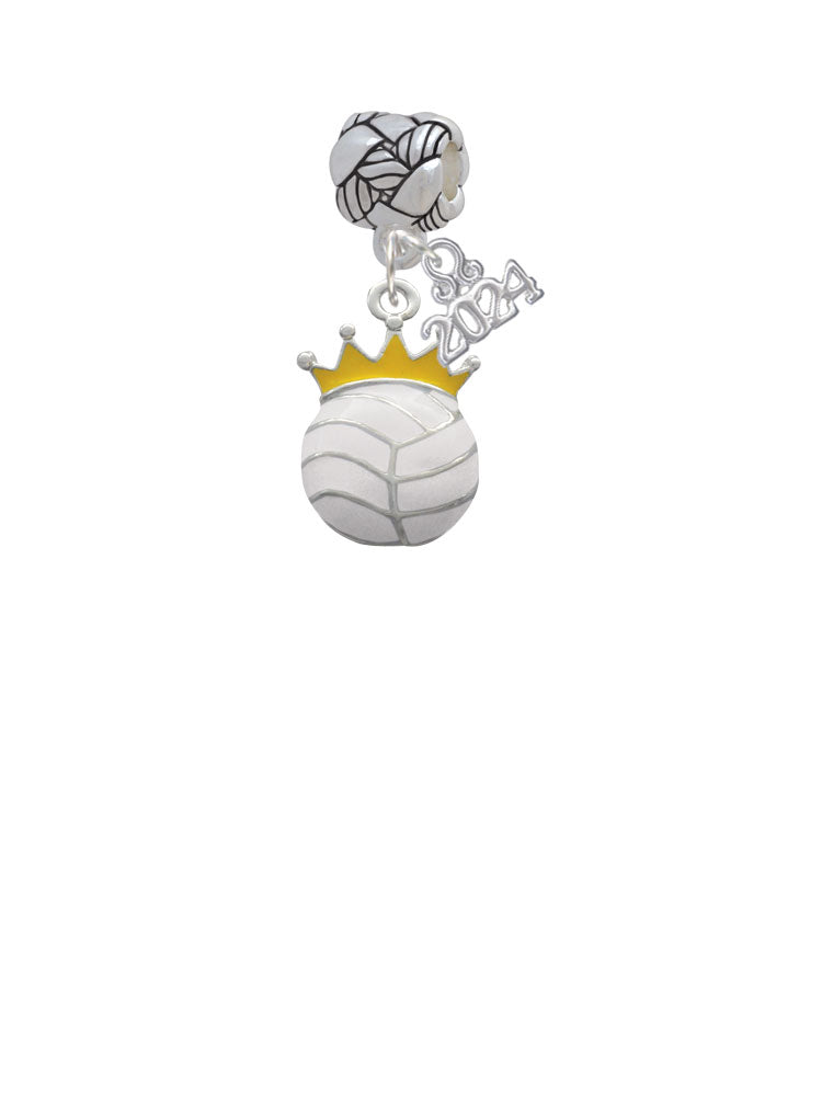 Delight Jewelry Silvertone Volleyball - Crown Woven Rope Charm Bead Dangle with Year 2024 Image 2