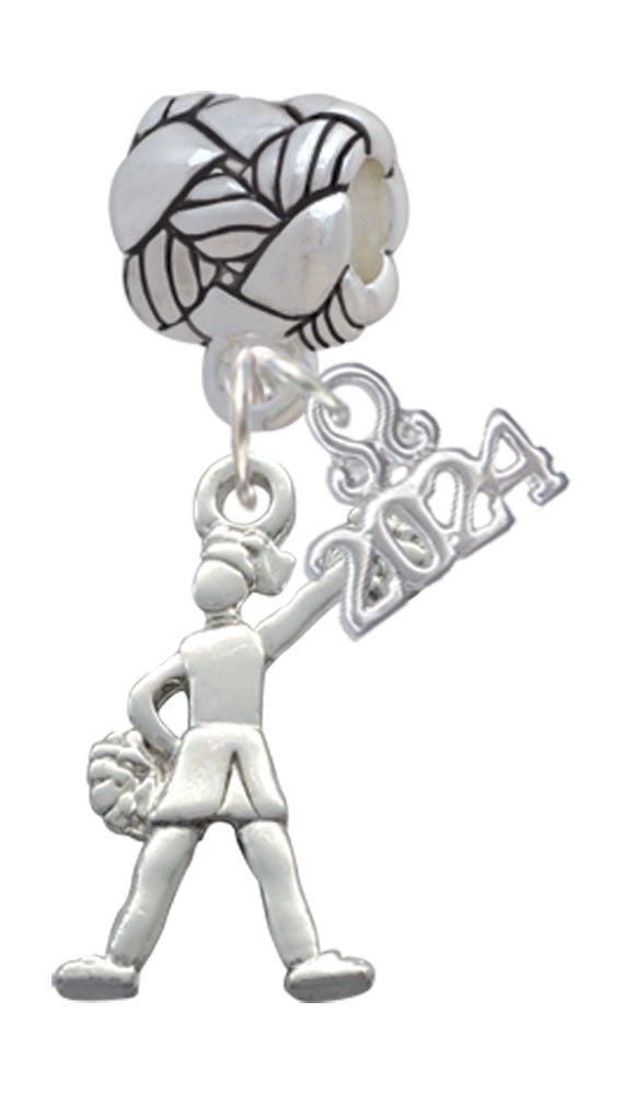 Delight Jewelry Silvertone Cheerleader - Standing Woven Rope Charm Bead Dangle with Year 2024 Image 1