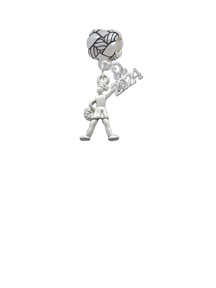 Delight Jewelry Silvertone Cheerleader - Standing Woven Rope Charm Bead Dangle with Year 2024 Image 2
