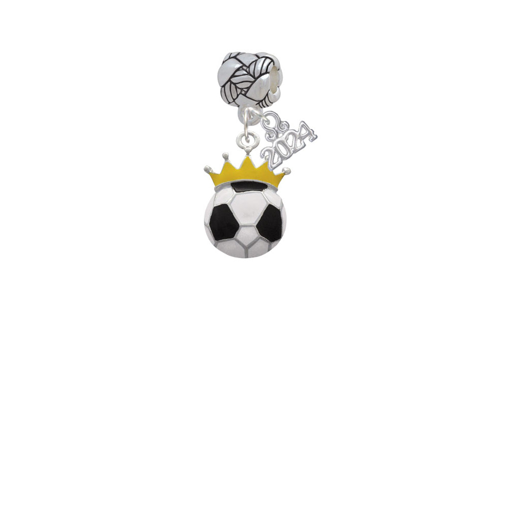 Delight Jewelry Silvertone Soccer ball - Crown Woven Rope Charm Bead Dangle with Year 2024 Image 2