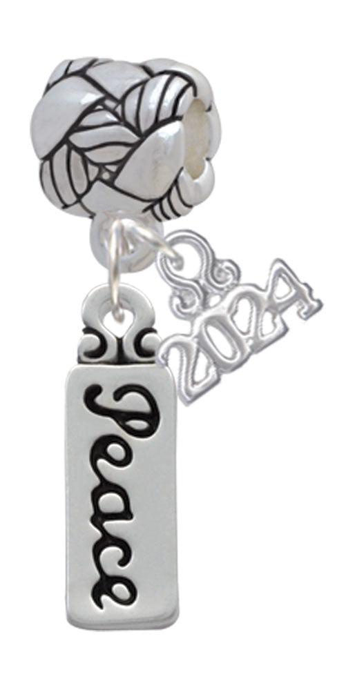 Delight Jewelry Silvertone Peace Woven Rope Charm Bead Dangle with Year 2024 Image 1