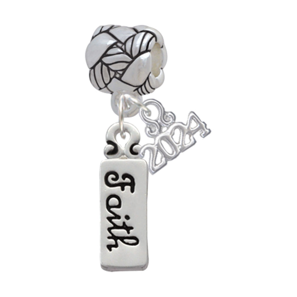 Delight Jewelry Silvertone Faith Woven Rope Charm Bead Dangle with Year 2024 Image 1