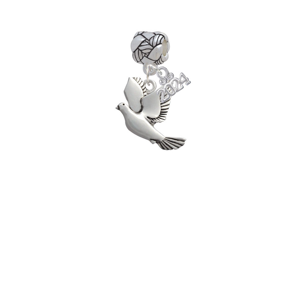Delight Jewelry Silvertone Dove Woven Rope Charm Bead Dangle with Year 2024 Image 2