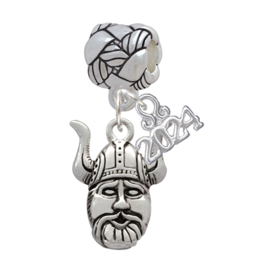 Delight Jewelry Silvertone Large Viking - Mascot Woven Rope Charm Bead Dangle with Year 2024 Image 1