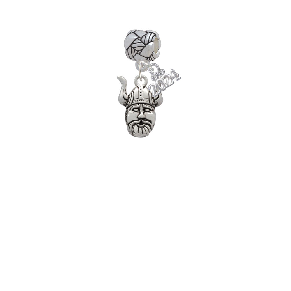 Delight Jewelry Silvertone Large Viking - Mascot Woven Rope Charm Bead Dangle with Year 2024 Image 2
