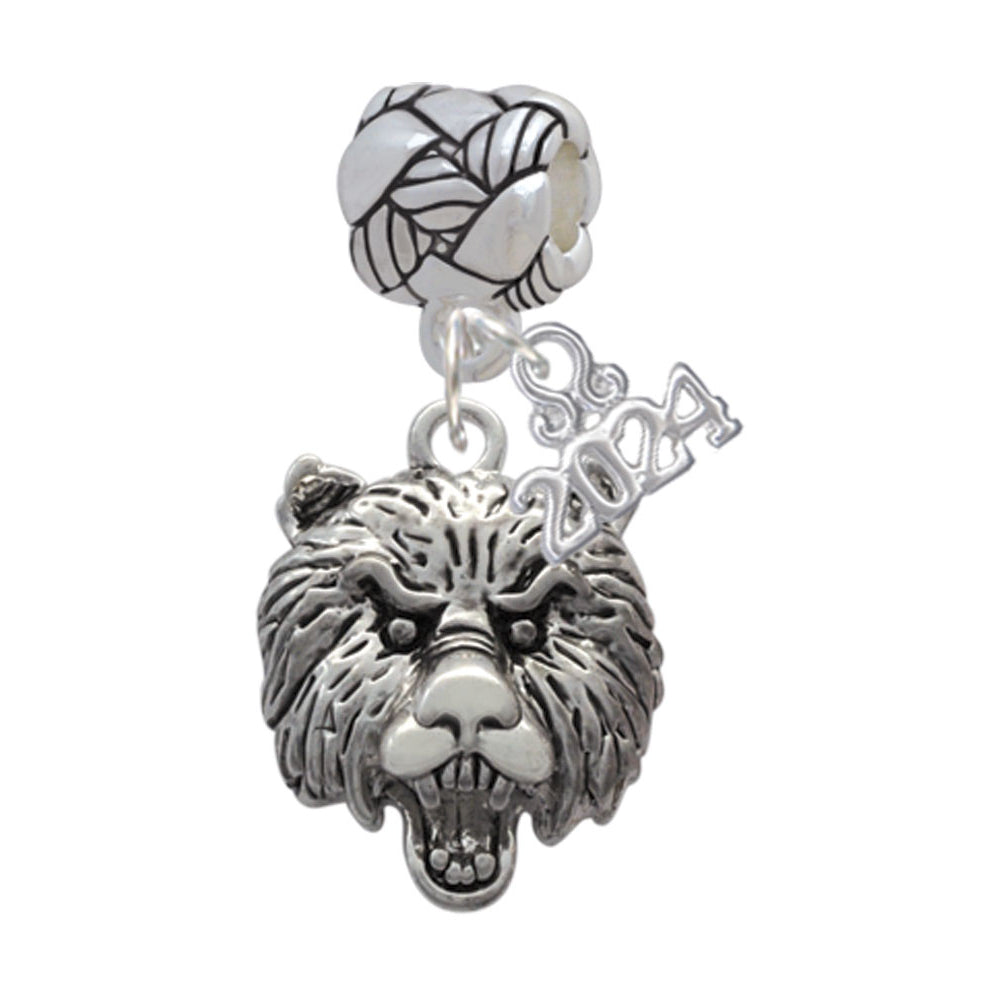 Delight Jewelry Silvertone Large Bear - Mascot Woven Rope Charm Bead Dangle with Year 2024 Image 1